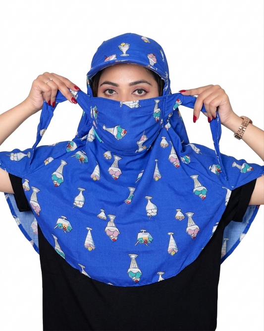 Blue Ice Cream Cap Poly Crepe Scarf