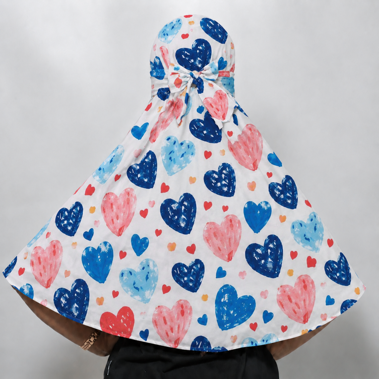 Colorful Heart Regular Scarf | Poly Crepe Printed Scarf for Women