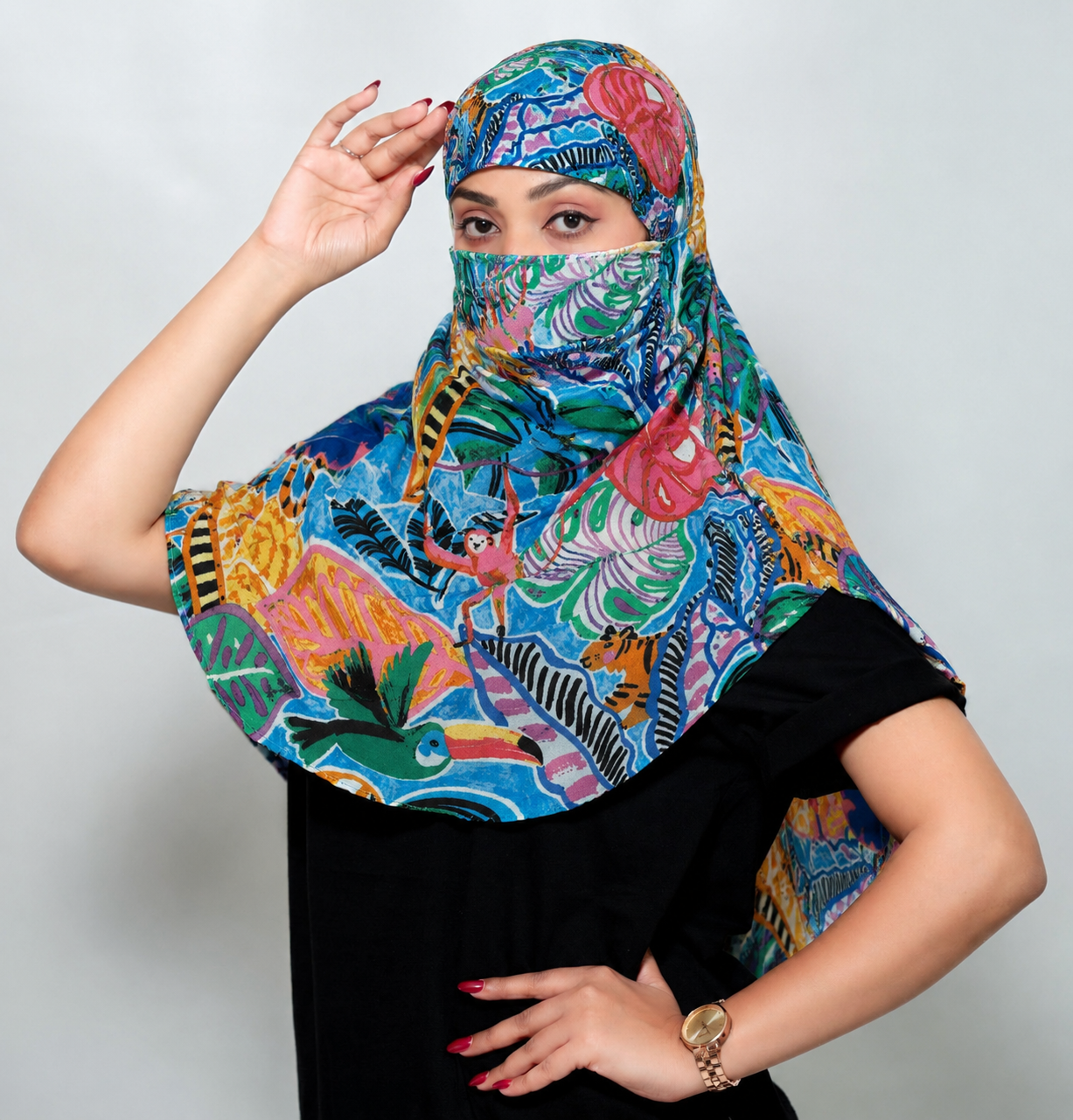 Tropical Safari Regular Scarf | Rayon Printed Scarf for Women