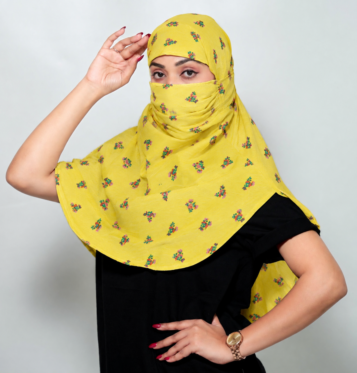 Sunshine Floral Mini Regular Scarf | Rayon Printed Scarf for Women