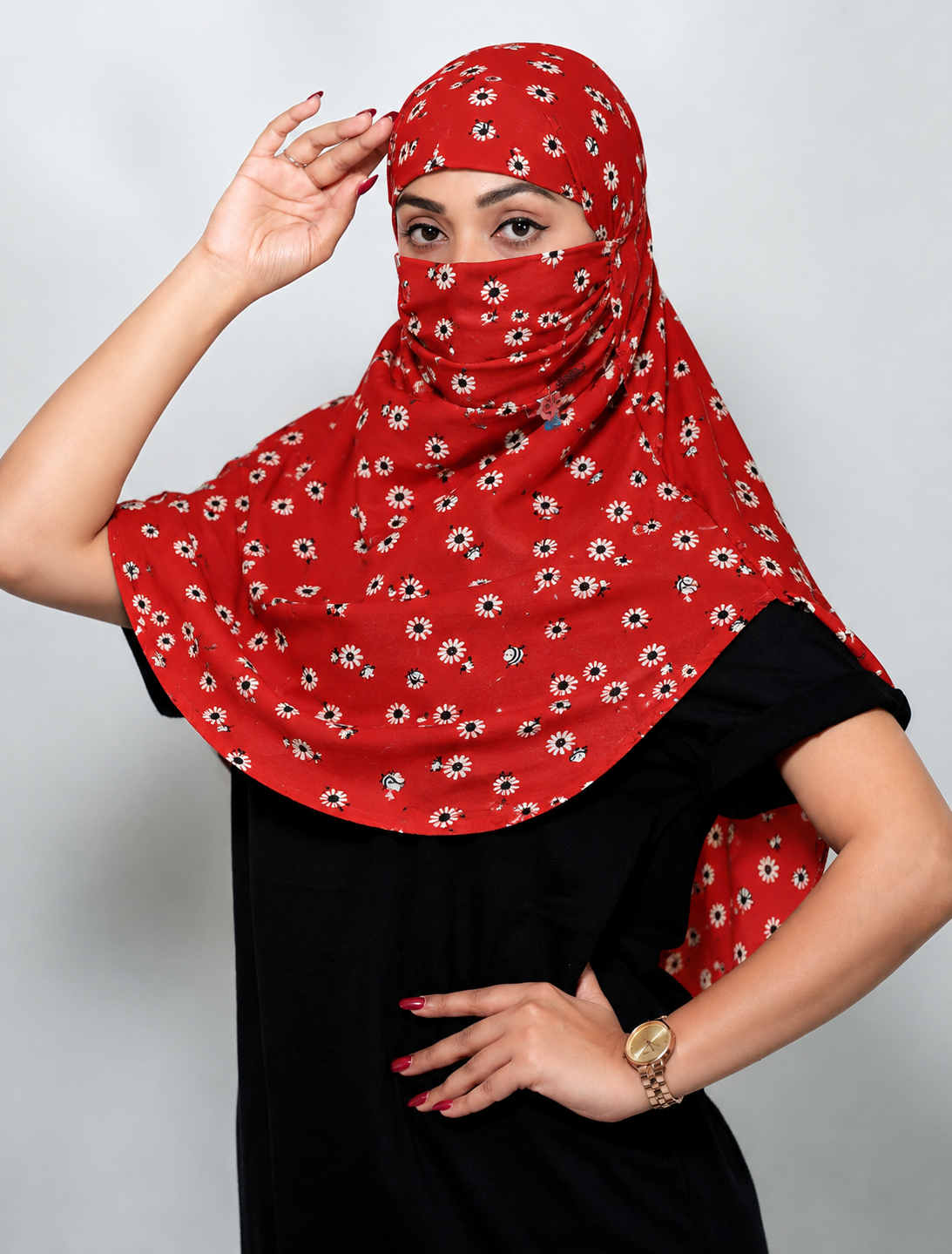 Daisy Bee red Regular Scarf | Rayon Printed Scarf for Women
