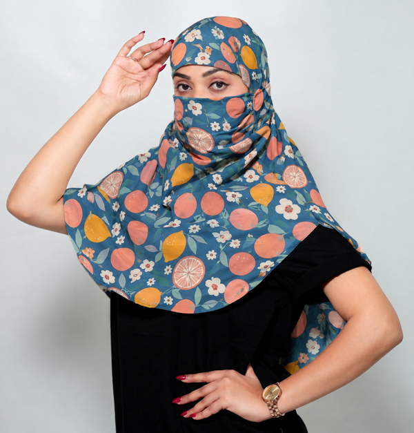 Citrus Bloosom Regular Scarf | Poly Crepe Printed Scarf for Women