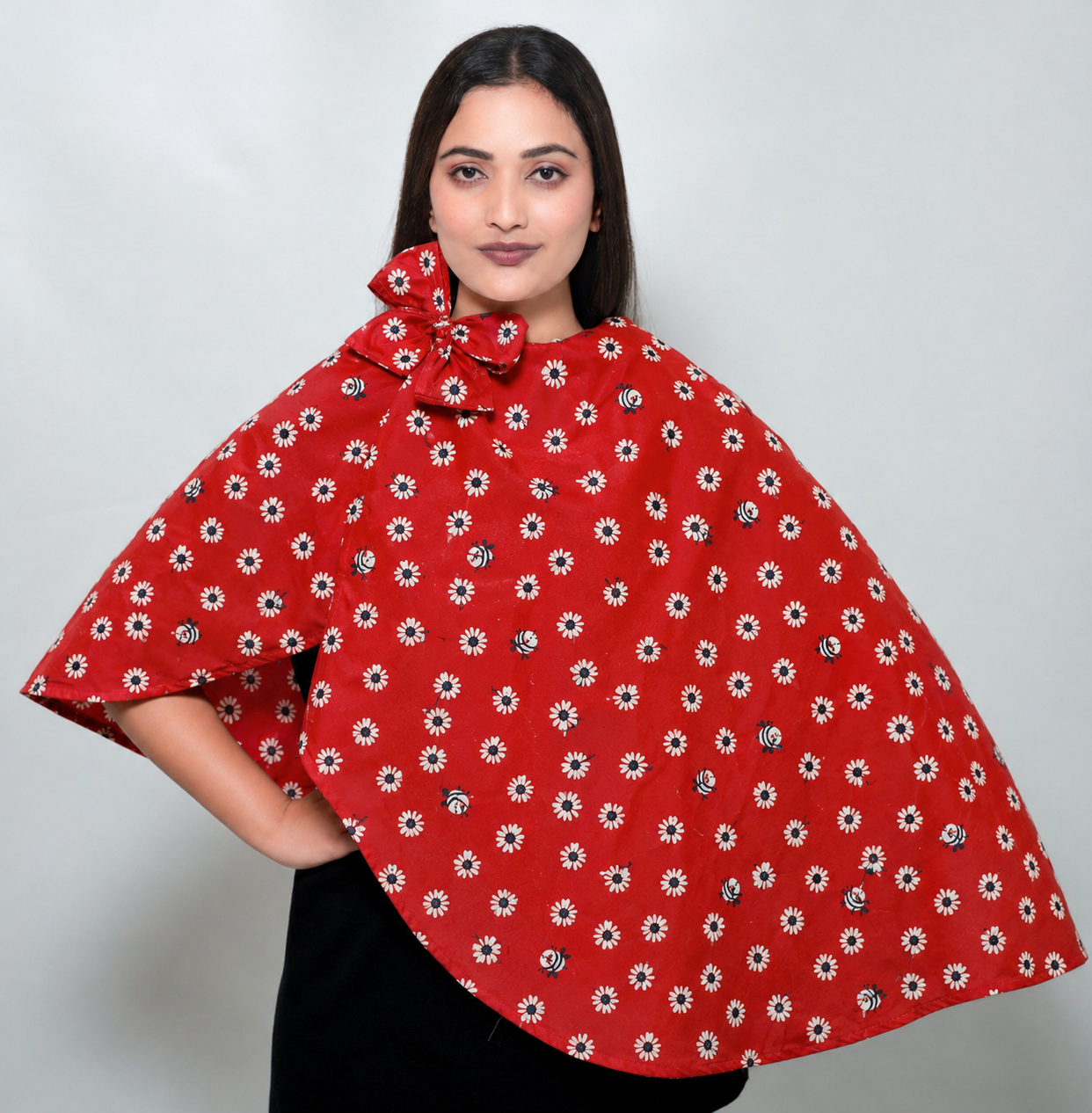 Daisy Bee red Regular Scarf | Rayon Printed Scarf for Women