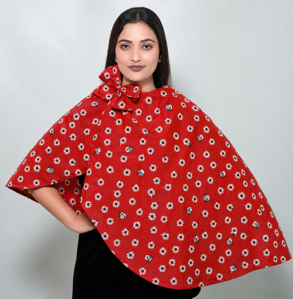 Daisy Bee red Regular Scarf | Rayon Printed Scarf for Women