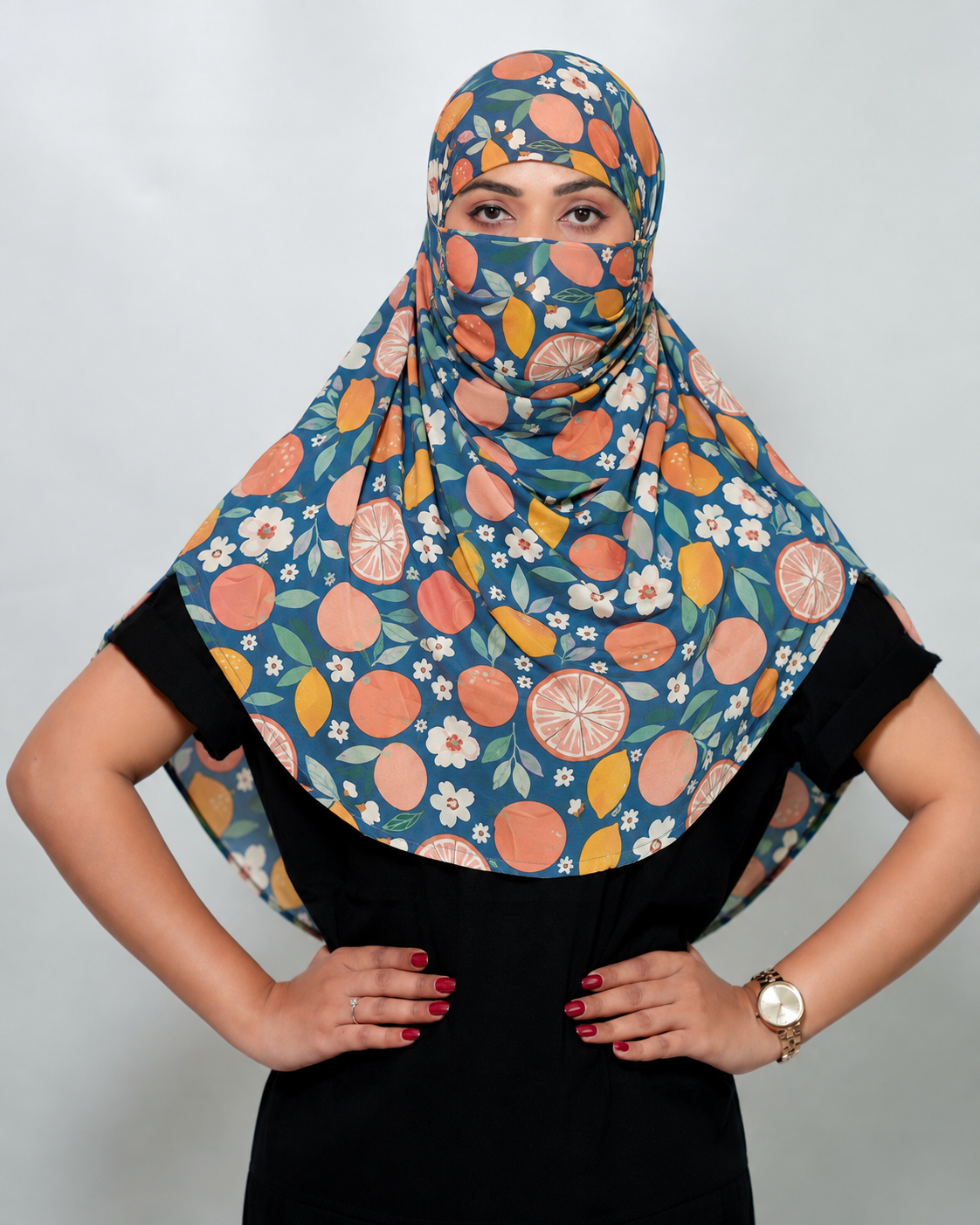 Citrus Bloosom Regular Scarf | Poly Crepe Printed Scarf for Women
