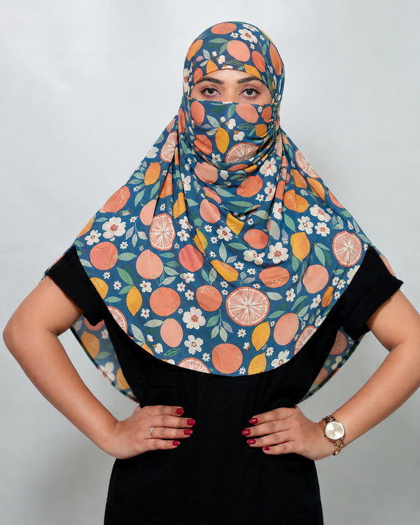 Citrus Bloosom Regular Scarf | Poly Crepe Printed Scarf for Women