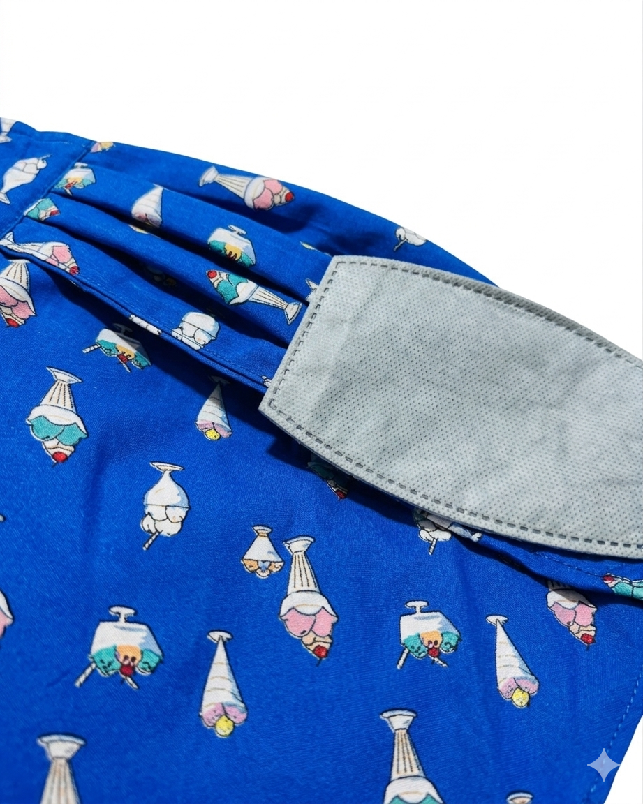 Blue Ice Cream Cap Poly Crepe Scarf