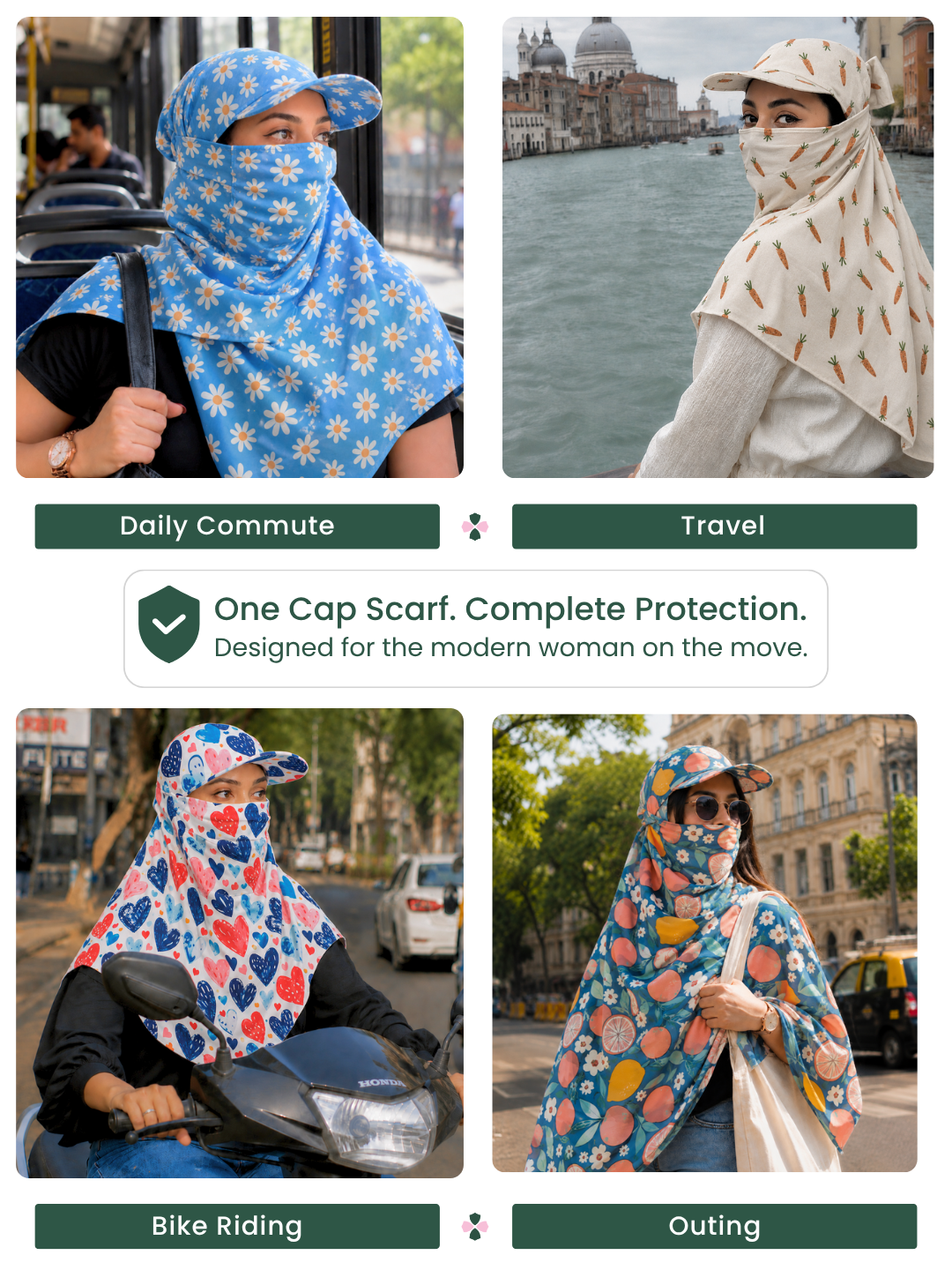 Crimson Cherry  Cap Scarf | Poly Crepe Printed Scarf for Women