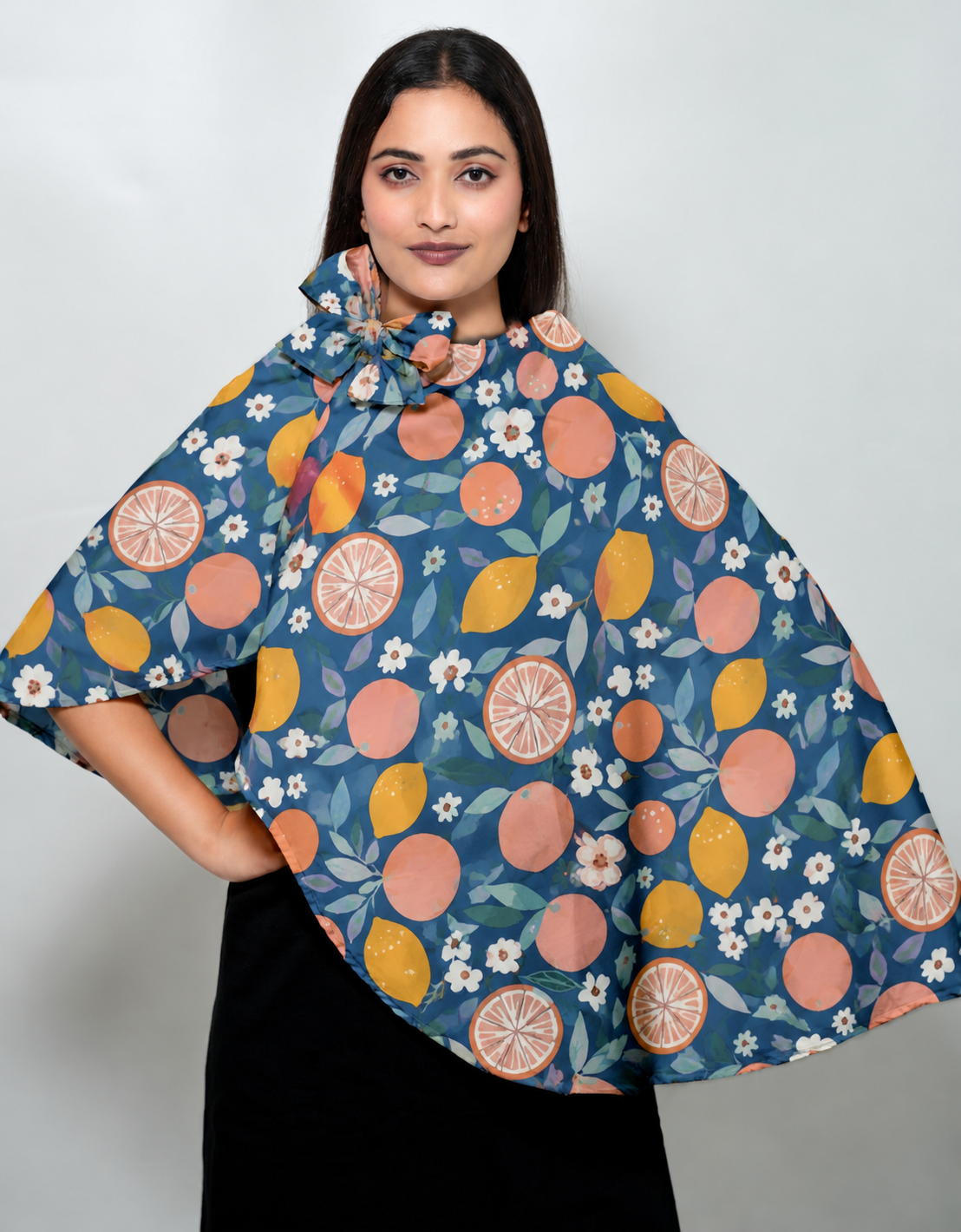 Citrus Bloosom Regular Scarf | Poly Crepe Printed Scarf for Women