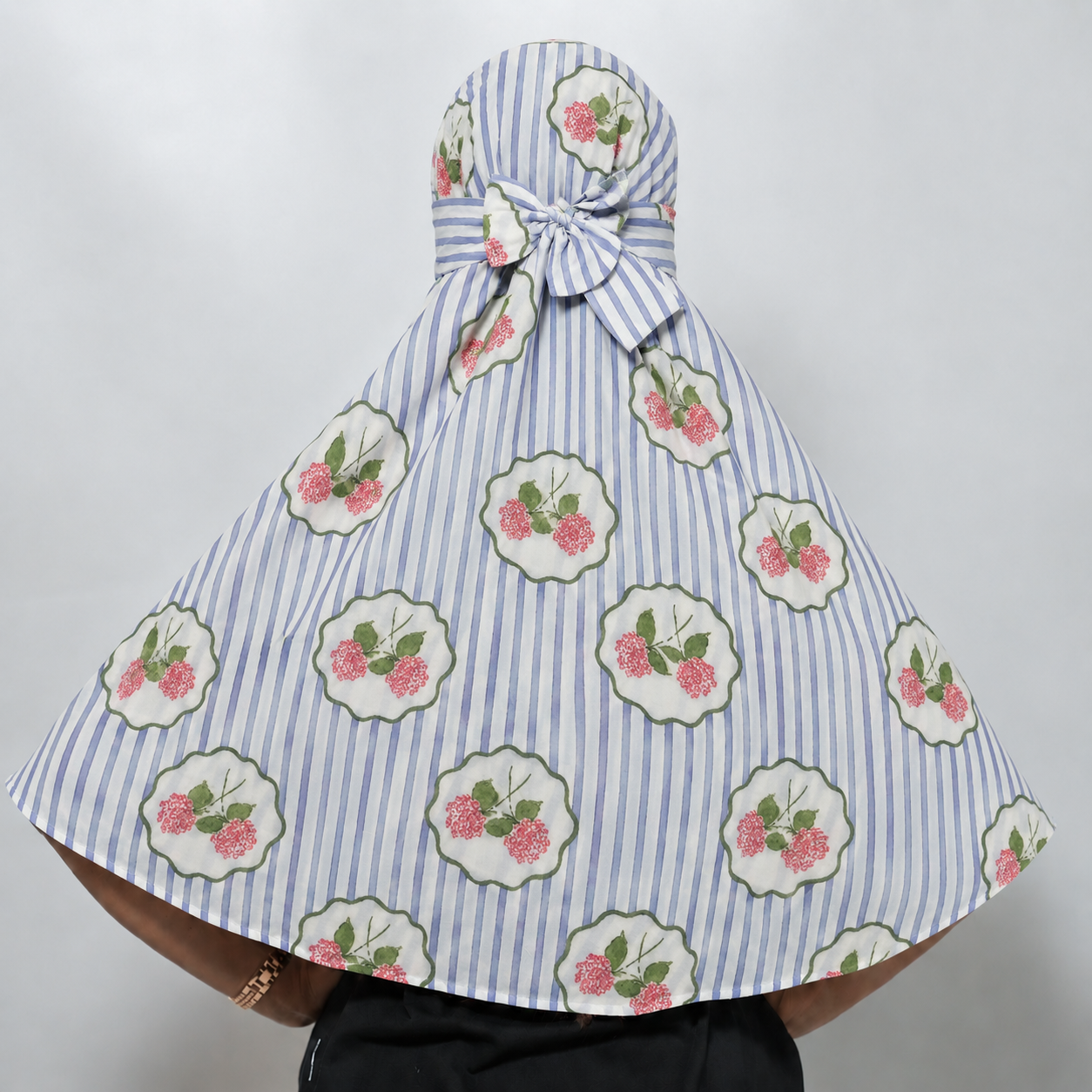 Blue Bloom Stripe  Regular Scarf | Rayon Printed Scarf for Women