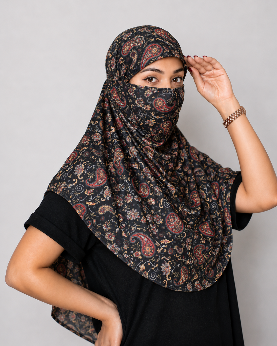 Paisley Floral Regular Poly Crepe  Scarf