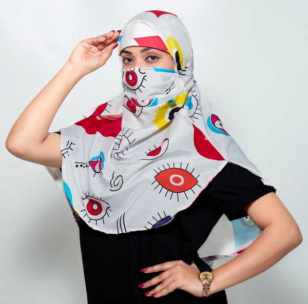 Heart Nazar Canvas Scarf