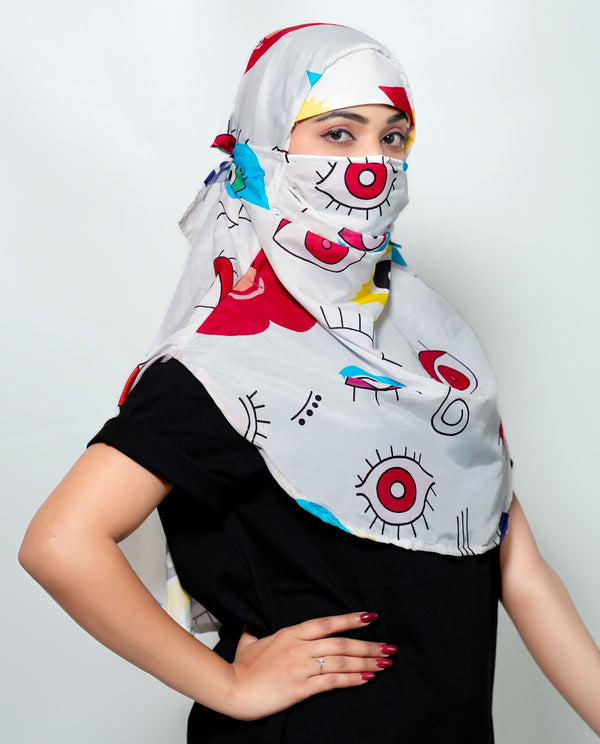 Heart Nazar Canvas Scarf