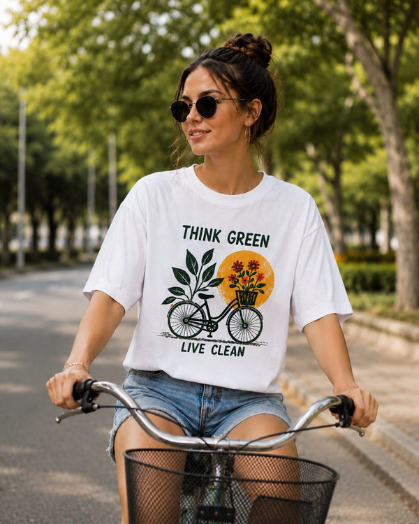 Think Green Live Clean -White Oversized T-shirt